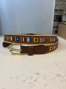 ZEP PRO Herren Canvas GÜRTEL, maritime Flaggen bestickt mit Leder, Größe 46 - Bild 1 von 7