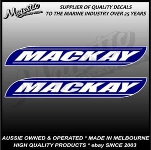 MACKAY - BOAT TRAILERS - 500mm x 70mm X 2 - DARK BLUE - BOAT TRAILER DECALS - Foto 1 di 1