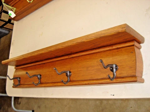 Oak Shelf with 4 Hooks 31" long  8341 Cover