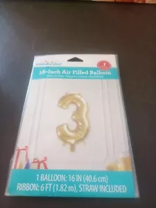 Way To Celebrate 16 Zoll Luftgefüllter Ballon 16" (40,6 cm) Form der Zahl #3 - Bild 1 von 2