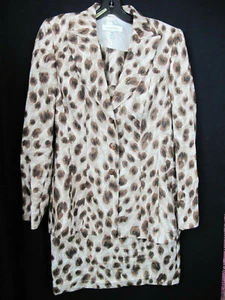 Traje de Vestido Escada Lino Suave Estampado Animal 2 Piezas Forrado TALLA 34 Alemania - Imagen 1 de 11
