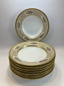 C.Ahrenfeldt Limoges Cuencos 7 3/4" [Juego de 8] Floral Rosas Dorado - Firmado Mireille - Imagen 1 de 23