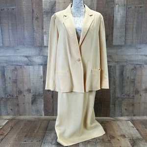 VTG 60s Joe Frank Of Houston Orange Gold Blazer/Pleated Skirt Womens Size 18 - Picture 1 of 16