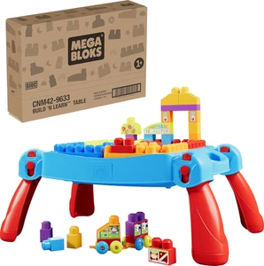MEGA BLOKS First Builders Build ‘n Learn Activity Table with 30 Pieces & Storage - Picture 1 of 6