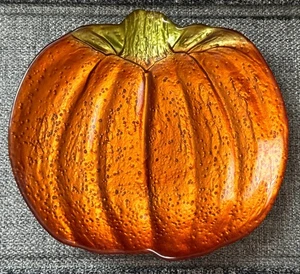Painted ribbed art glass PUMPKIN GLASS PLATE platter bowl dish - Picture 1 of 5