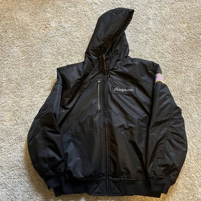 Snap-On Legend 100 Year Hooded Work Jacket XL USA Flag Patch Black - Image 1 of 4