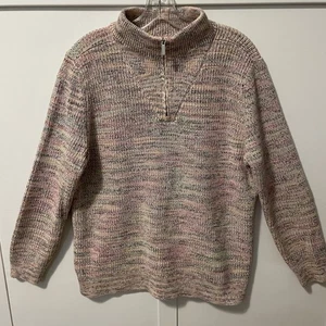 Suéter Lands End XL Drifter para Mujer Rosa 1/4 Cremallera Moteado Cuello Simulado - Imagen 1 de 8