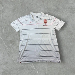 Late 2000s Nike Arsenal Embroidered Striped Polo Shirt XXL - Picture 1 of 7