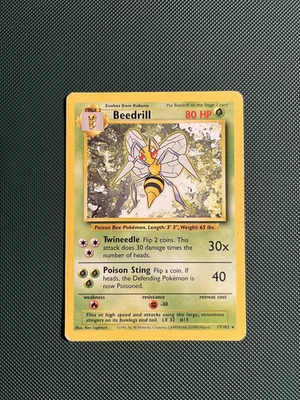 Pokemon TCG Base Set Beedrill 17/102 Heavy Play Condition Creased - Image 1 of 4