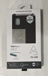 Axessorize robuste Handyhülle + Glas gehärtetes Displayschutzfolie für TCL A30 schwarz - Bild 1 von 2