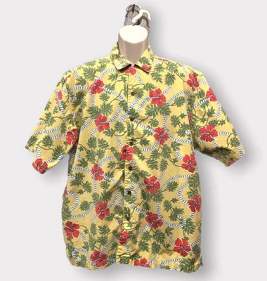 Camisa de campamento hawaiana con botones Malibu Dreams de colección para hombre talla XL Hibisco Crucero Foto 1 de 4