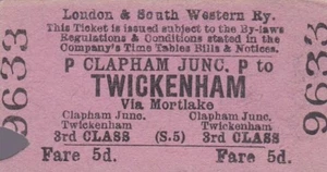 LSWR Bahnticket CLAPHAM JUNC 9633 - Bild 1 von 1