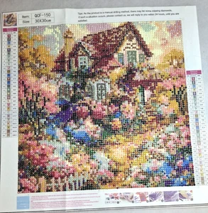 COMPLETED Diamond Art Cottage Gardens - Sealed Unframed 30x30cm - Picture 1 of 2