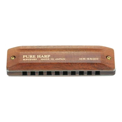 Armónica de 10 agujeros para Suzuki Pure Harp MR-550H madera de koa hawaiano llave baja F Foto 1 de 4