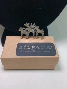 Silpada Sterling Silber 925 Vintage Familie Elch Elch Rentier Brosche Anstecknadel - Bild 1 von 5