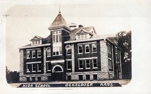 OSKALOOSA KS - High School Real Photo Postcard rppc - Picture 1 of 2