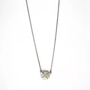 Collana Girocollo Scarabeo a Catena in Oro Bianco 18k con Quadrifoglio - Foto 1 di 2