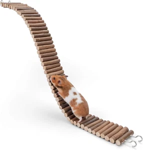 Hamster Suspension Bridge Toy - Long Climbing Wooden Ladder for Hamsters Mice Mo - Picture 1 of 8