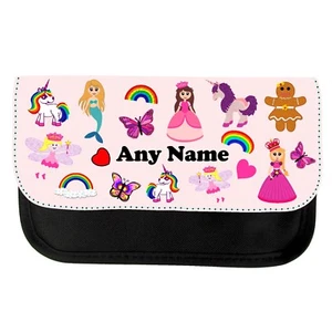PERSONALISED CUTE UNICORN PRINCESS FAIRY MERMAID PENCIL CASE SCHOOL COLLEGE GIFT - Picture 1 of 3