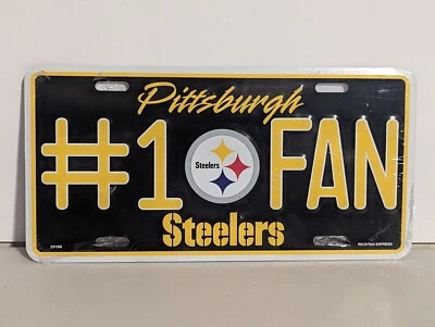 NFL AFC PITTSBURGH STEELERS #1 FAN METAL PLACA DE MATRÍCULA DE AUTO EN RELIEVE Foto 1 de 2
