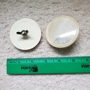 Pair of Vintage Bicycle Plastic White Round 2 1/4" REFLECTOR with metal twist - Picture 1 of 2