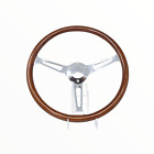 380mm 15" Classic Nostalgia Style Wood Grain 3 Spoke Steering Wheel