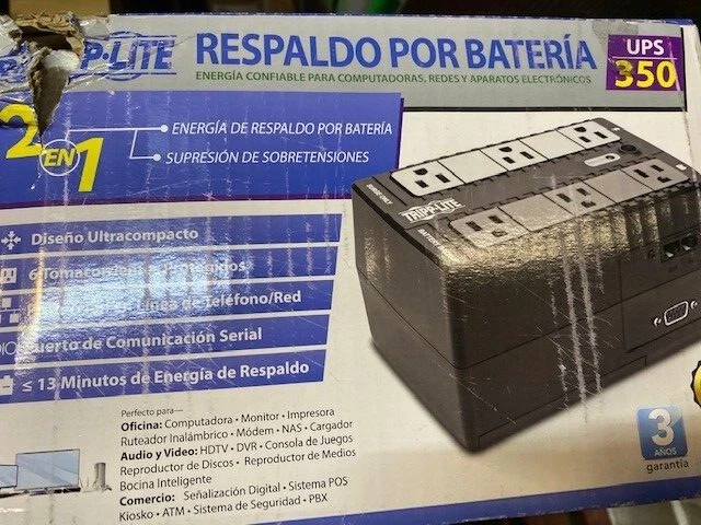 Tripp Lite UPS 350VA 210W Desktop Battery Back Up Compact 120V DB9 RJ11 PC - Image 1 of 1