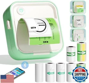 Label Maker Machine, HD Mini Sticker Printer with 7 Rolls Paper, Portable The - Picture 1 of 5
