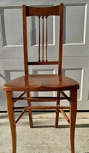 Conant & Ball Co, Solid Maple Side Chair, Boston Paper Label, 3 Ball Spindles - Picture 1 of 12