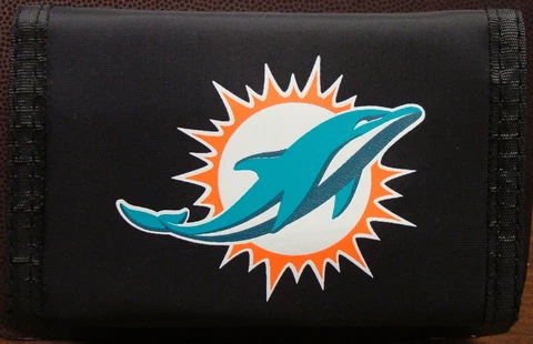 MIAMI DOLPHINS OFFICIAL TEAM LOGO NYLON TRIFOLD WALLET NEW RICO INDUSTRIES Cover