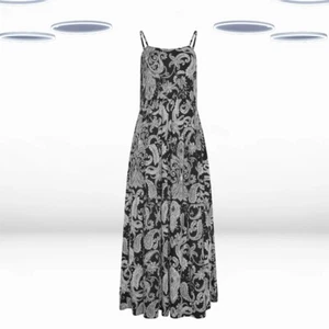 Ex Women’s Tall Size Paisley Print Strappy Maxi Dress in Black (Defect) - Picture 1 of 6