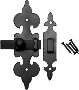Renovators Supply Manufacturing Cabinet Latch 6 in. x 4.5 in. Wrought Iron Fleur - Picture 1 of 9