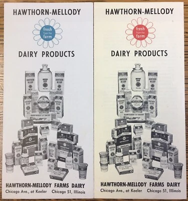 Folletos de recetas de productos lácteos Hawthorn-Mellody, folletos publicitarios rojos, verdes Foto 1 de 4