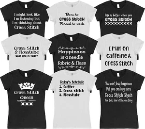 Camiseta Cross Stitch Lovers Bordado con Aguja Unisex Damas Camiseta Artesanal Regalo - Imagen 1 de 37