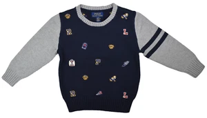 Polo Ralph Lauren Kids Boys Blue Logo All-over Cotton Sweater, L (14-16) 9847-1 - Picture 1 of 2