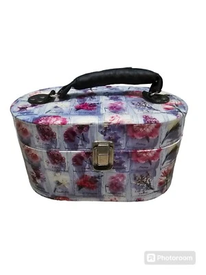Caja de Maquillaje Vintage Nueva Antigua Estuche de Viaje Almacenamiento Organizador Floral Tal cual  Foto 1 de 4