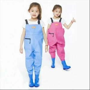 Kids Chlidren Chest Waders PVC Watertight Pants Waders Ourdoor Play Fishing Wear - Picture 1 of 11