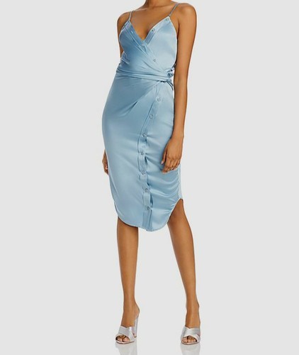 ALEXANDER WANG Abito midi donna blu senza maniche AlexanderWang.t $450 Surplice Cami taglia 2