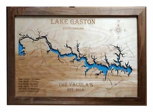 Lake Gaston, NC - Laser Cut Wood Map | Wall Art | Made to Order - Picture 1 of 10