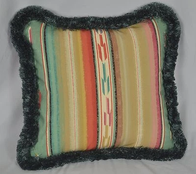 Almohada Personalizada 16" Hecha con Ralph Lauren Mesa Aqua Azteca Suroeste Tela a Rayas Foto 1 de 2