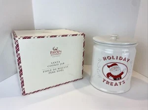 Barattolo biscotti Babbo Natale renna naso rosso Rodolph bambini fienile ceramica con scatola - Foto 1 di 12