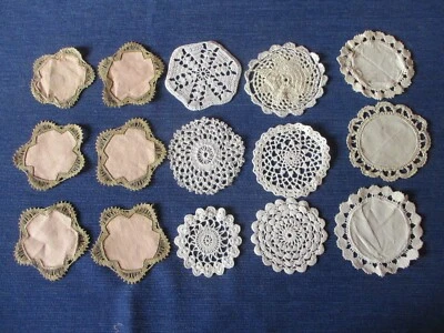 Napperon N°269 dentelle rose beige blanc écru lot de 15 dessous de verre 7/10 cm - Photo 1/4