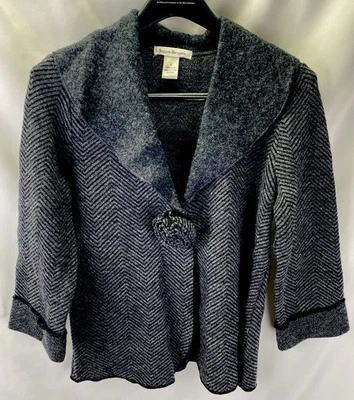 Chaqueta cárdigan tejida 100 % lana gris espiga pequeña Susan Bristol para mujer Foto 1 de 4