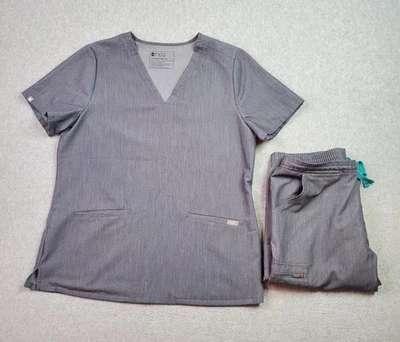 Figs Scrubs Set Size Large Casma Top & Med Yola Skinny High Rise Pants Gray - Image 1 of 4