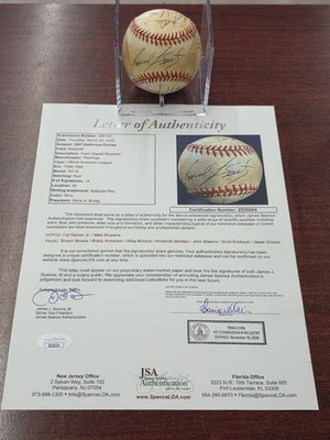 1997 Baltimore Orioles Team Signed Baseball JSA LOA Cal Ripken Jr, Mussina & HOF - Image 1 of 4