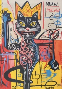 JEAN-MICHEL BASQUIAT OIL ON CANVAS PAINTING SIGNED AND SEALED MEASURES 50CMX70CM - Picture 1 of 3
