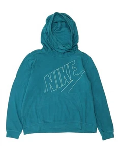 NIKE Womens Oversized Graphic Hoodie Jumper UK 18 XL Blue Polyester SZ07 - Picture 1 of 5