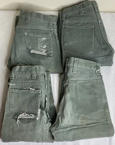 Lot of 4 Vintage Montgomery Ward 101 Green Denim Kids Jeans Distressed Selvedge - Picture 1 of 18