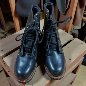 Redwoods Women’s Leather Work Boots Black Vibram Sole Size 5 EE Style ML823 - Picture 1 of 10