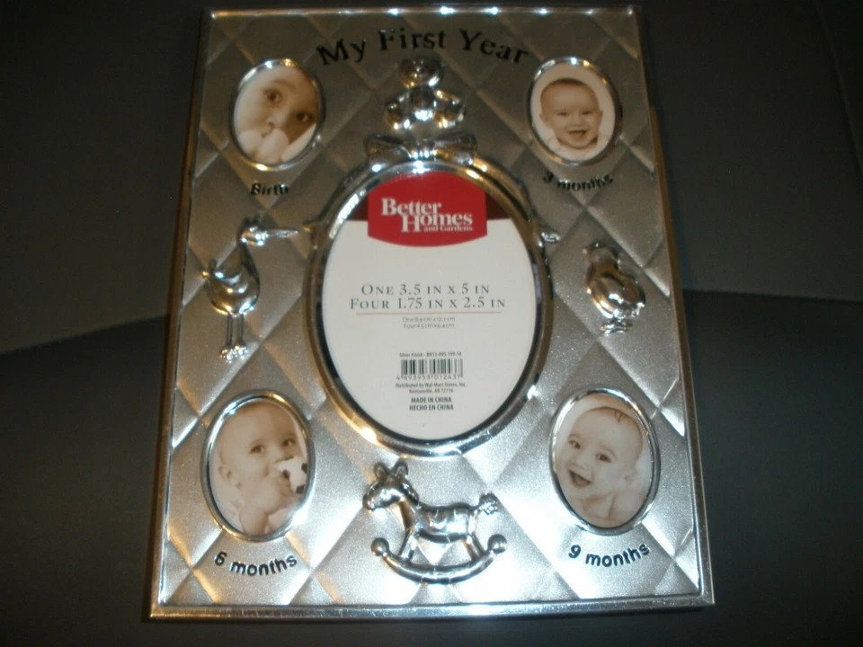 Better Homes Picture Girls Boys Collage My First Year Baby Photo Frame 5 Photos